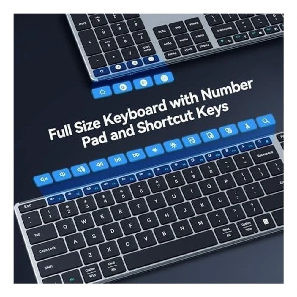 AUSDOM Bluetooth Wireless Keyboard Slim‎ Multi-Device Rechargeable Full Size